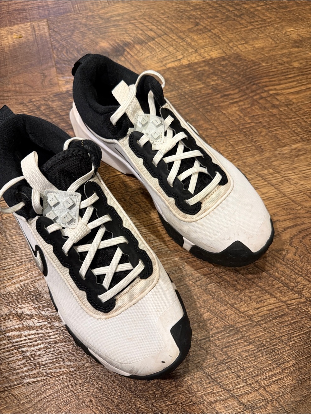 Nike White and Black Baseball Turf Shoes